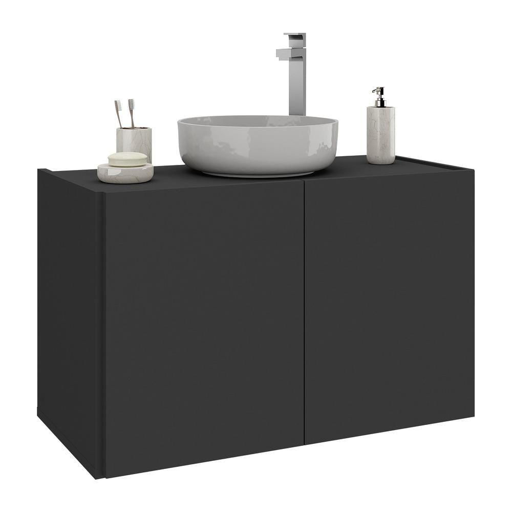 Gabinete De Banheiro 62,5cm Suspenso 2 Portas Multimóveis Mp5044 Preto Preto