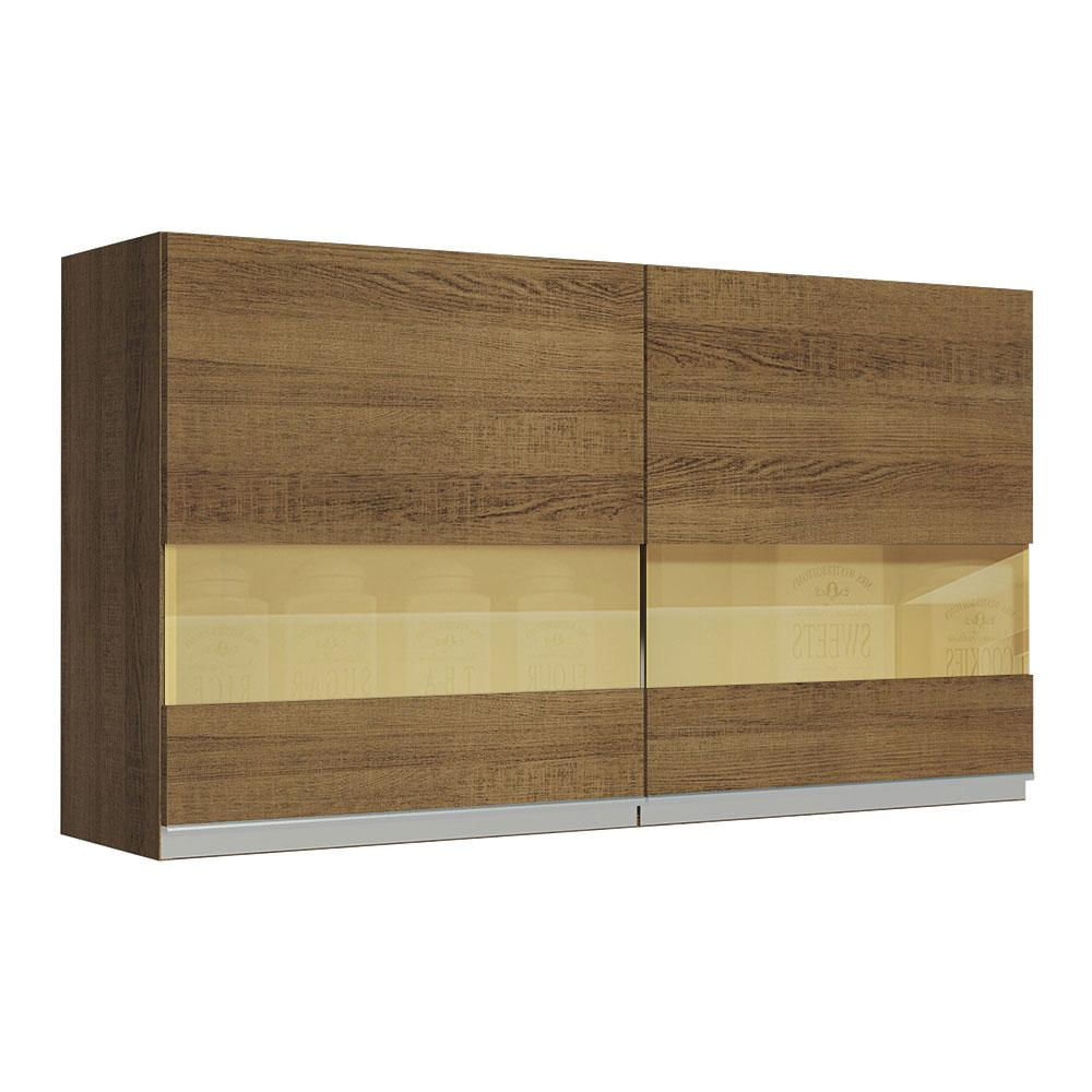 Armário de Cozinha Aéreo 120 cm 2 Portas com Vidro Rustic Glamy Madesa