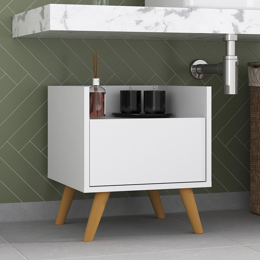 Gabinete Armário Banheiro 40cm Mp5037 Branco/Natural