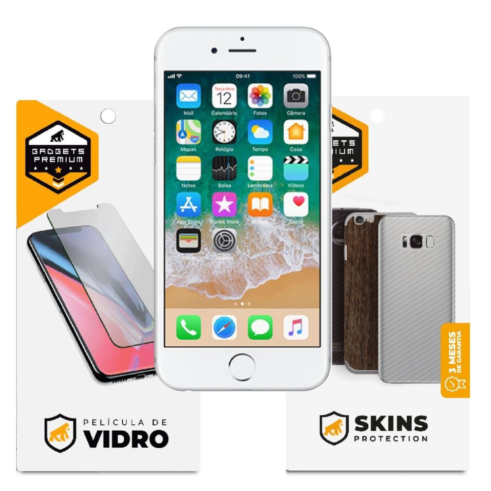 Película de Vidro Dupla + Traseira Fibra de Carbono para iPhone 6 e 6s - Gshield
