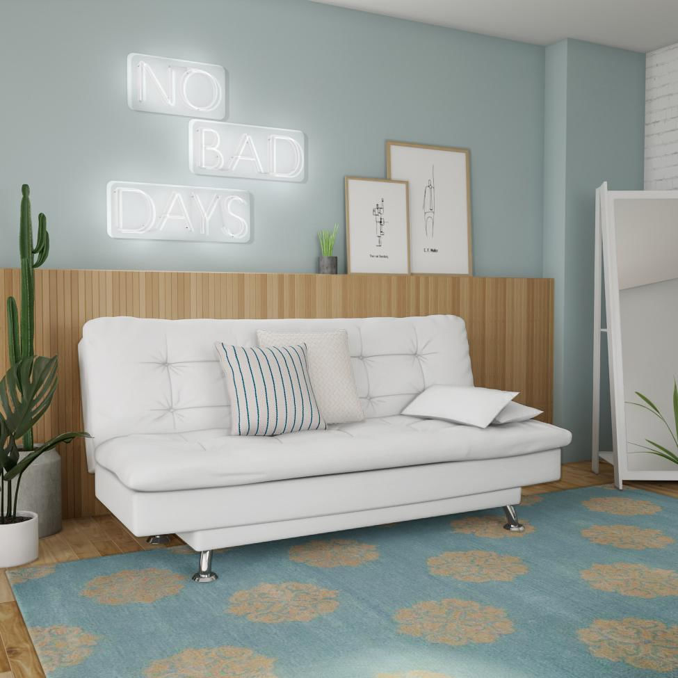 Sofá-Cama 3 Lugares Casal Autenticidade Branco