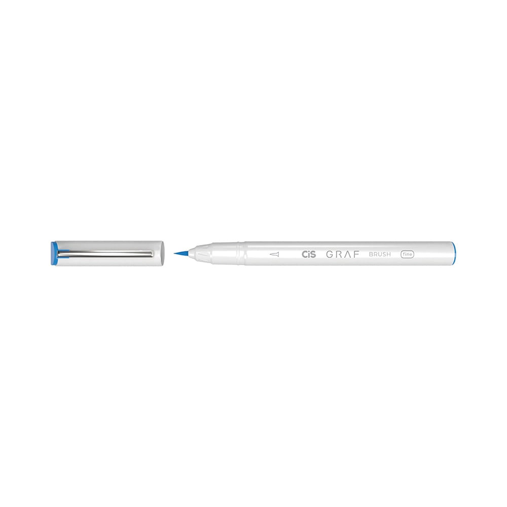 Marcador Artístico Cis Grafia Brush Fine Ponta Pincel Azul