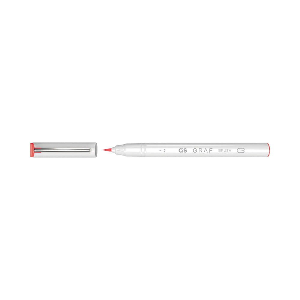 Marcador Artístico Cis Grafia Brush Fine Ponta Pincel Vermelho