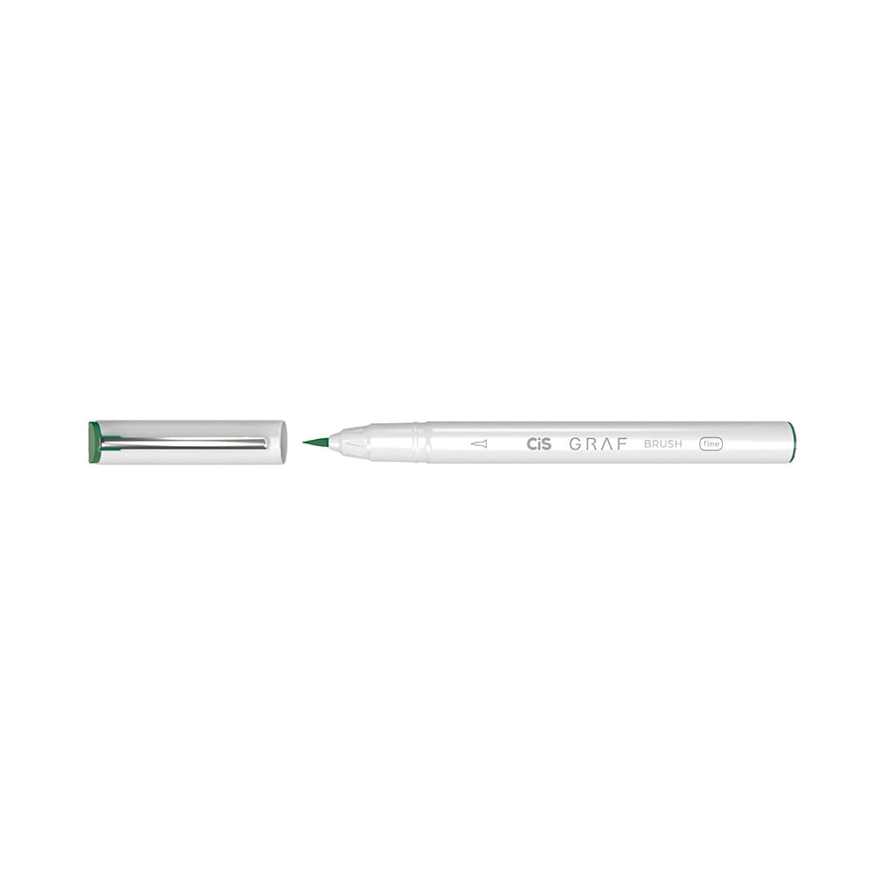 Marcador Artístico Cis Grafia Brush Fine Ponta Pincel Verde Escuro