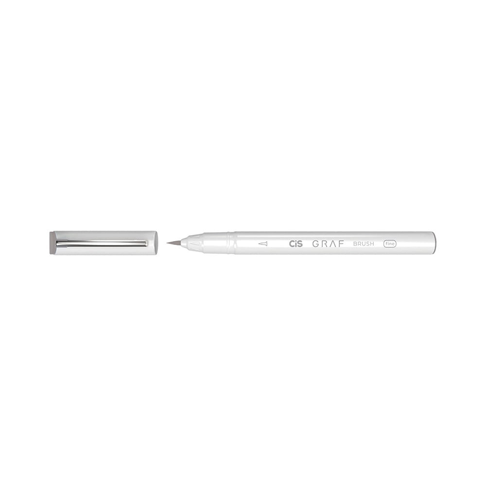 Marcador Artístico Cis Grafia Brush Fine Ponta Pincel Cinza
