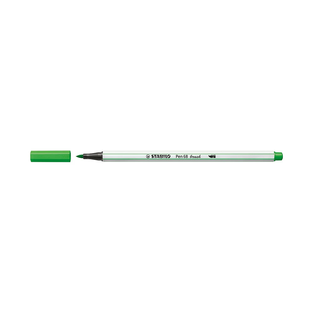 Caneta Hidrográfica Stabilo Pen 68 Brush Aquarelável Verde Claro Maçã