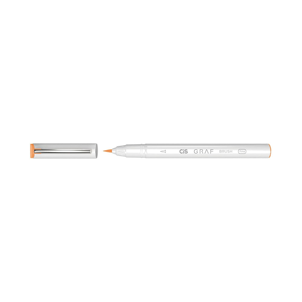 Marcador Artístico Cis Grafia Brush Fine Ponta Pincel Laranja
