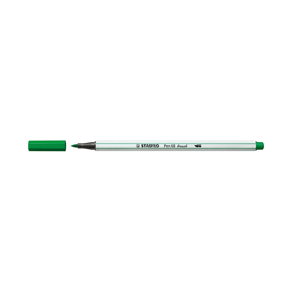 Caneta Hidrográfica Stabilo Pen 68 Brush Aquarelável Verde Oliva