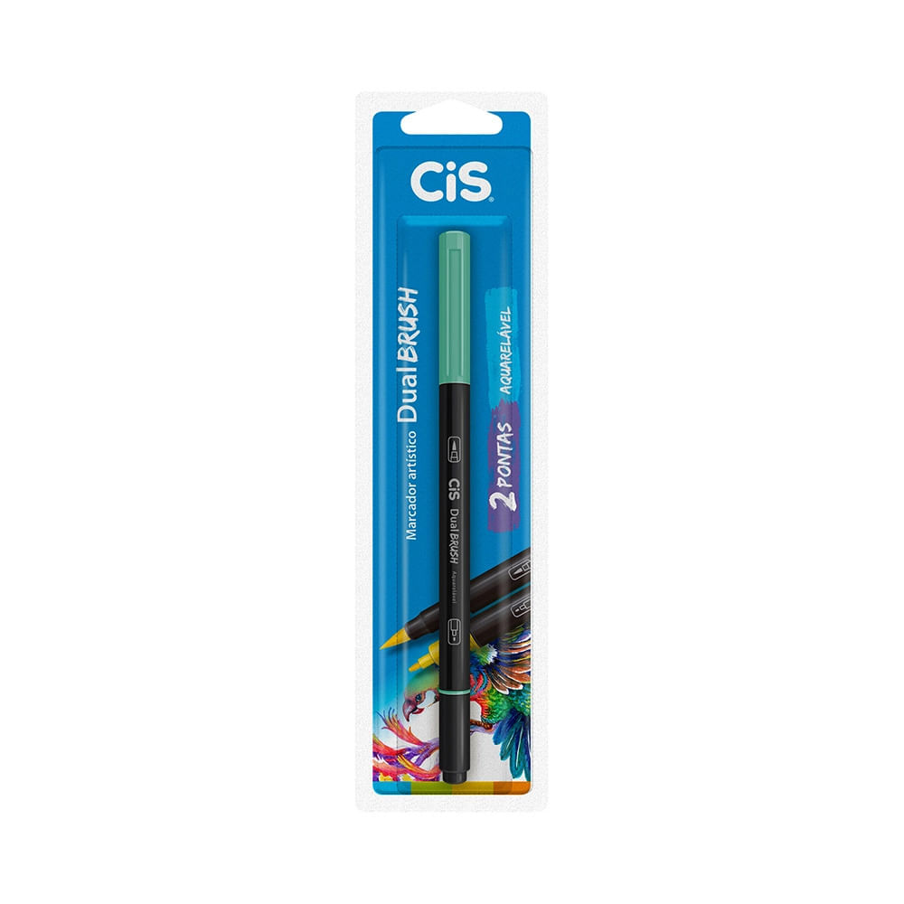 Marcador Artístico Cis Dual Brush Fine Aquarelável Verde Pastel 0.8mm