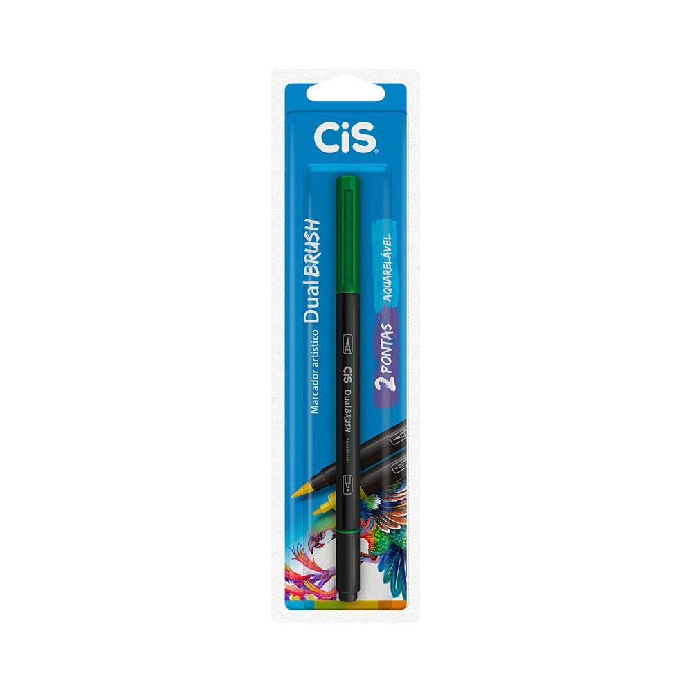 Marcador Artístico Cis Dual Brush Fine Aquarelável Verde Claro 0.8mm