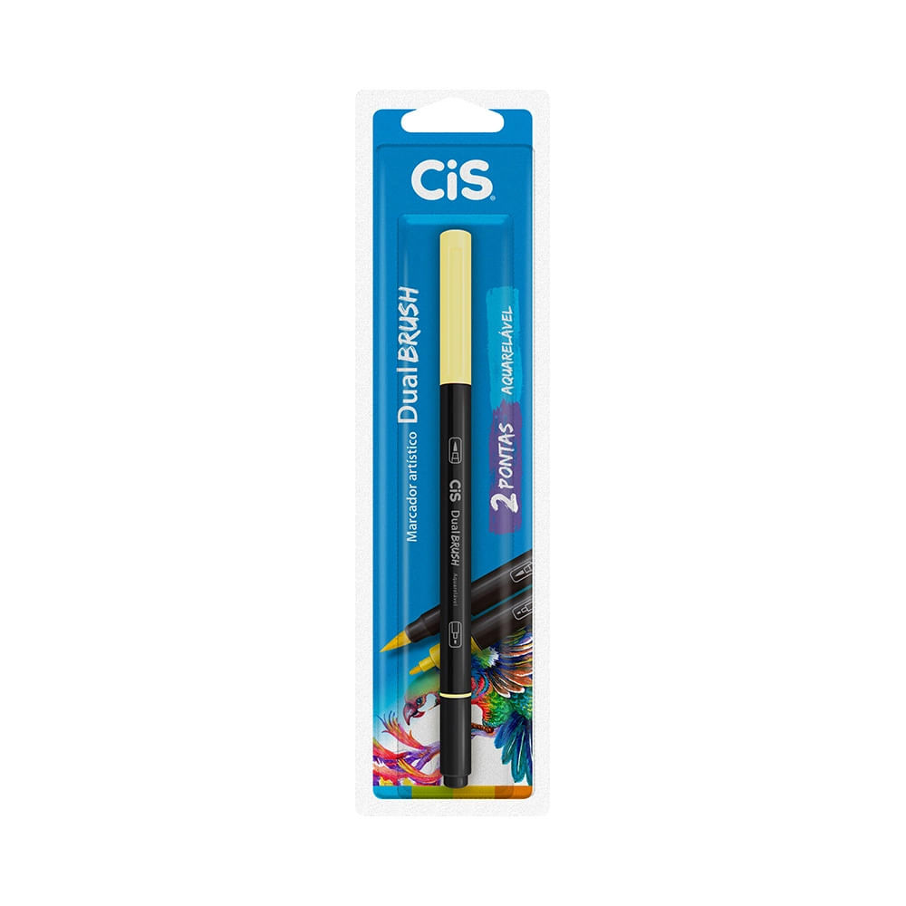 Marcador Artístico Cis Dual Brush Fine Aquarelável Amarelo 0.8mm