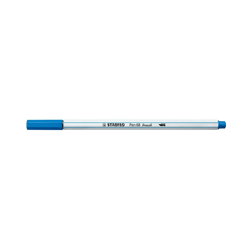 Caneta Hidrográfica Stabilo Pen 68 Brush Aquarelável Azul Royal
