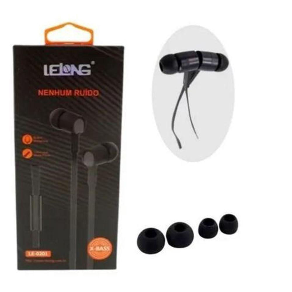 Fone De Ouvido Com Fio Com Microfone Lelong Preto