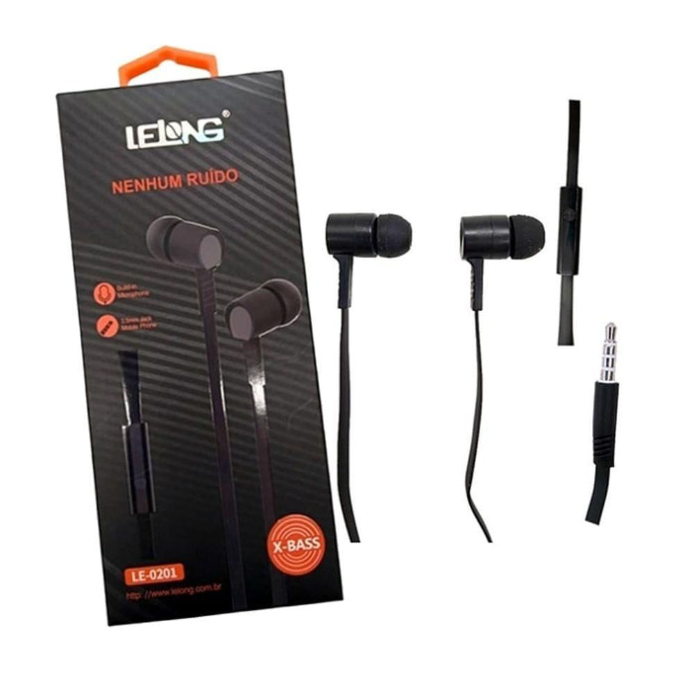 Fone De Ouvido Com Fio Com Microfone Lelong Preto