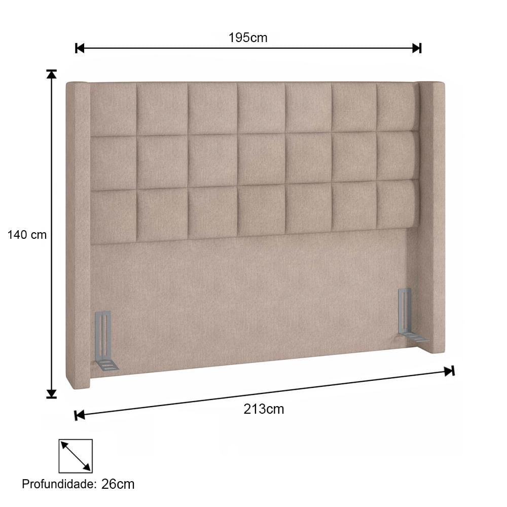 Cabeceira Cama Box Casal King 195cm Pisa P02 Linho Areia - Mpozenato