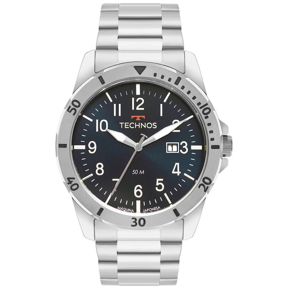 Relógio Technos Masculino Militar Prata - 2115nbq/1a 2115nbq/1a