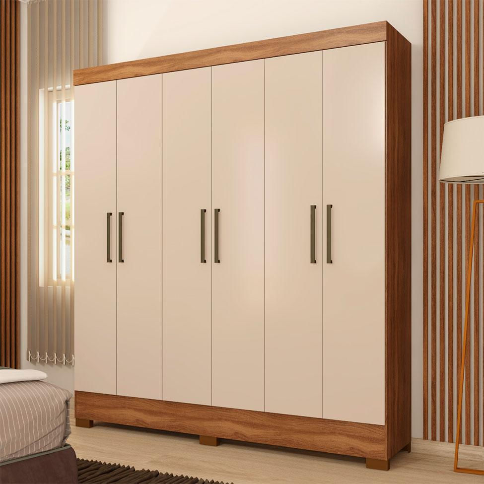 Guarda-Roupa Casal Marine 6 Portas 2 Gavetas Amendola e Off White
