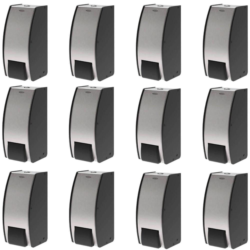 12 Dispensers de Parede 800ml para Sabonete Espuma Aço Inox Escovado Decorline Brinox