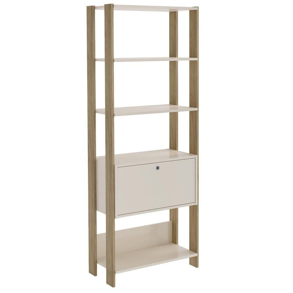 Estante Livreiro 1 Porta 166x63 Cm Arly Carvalho Off White
