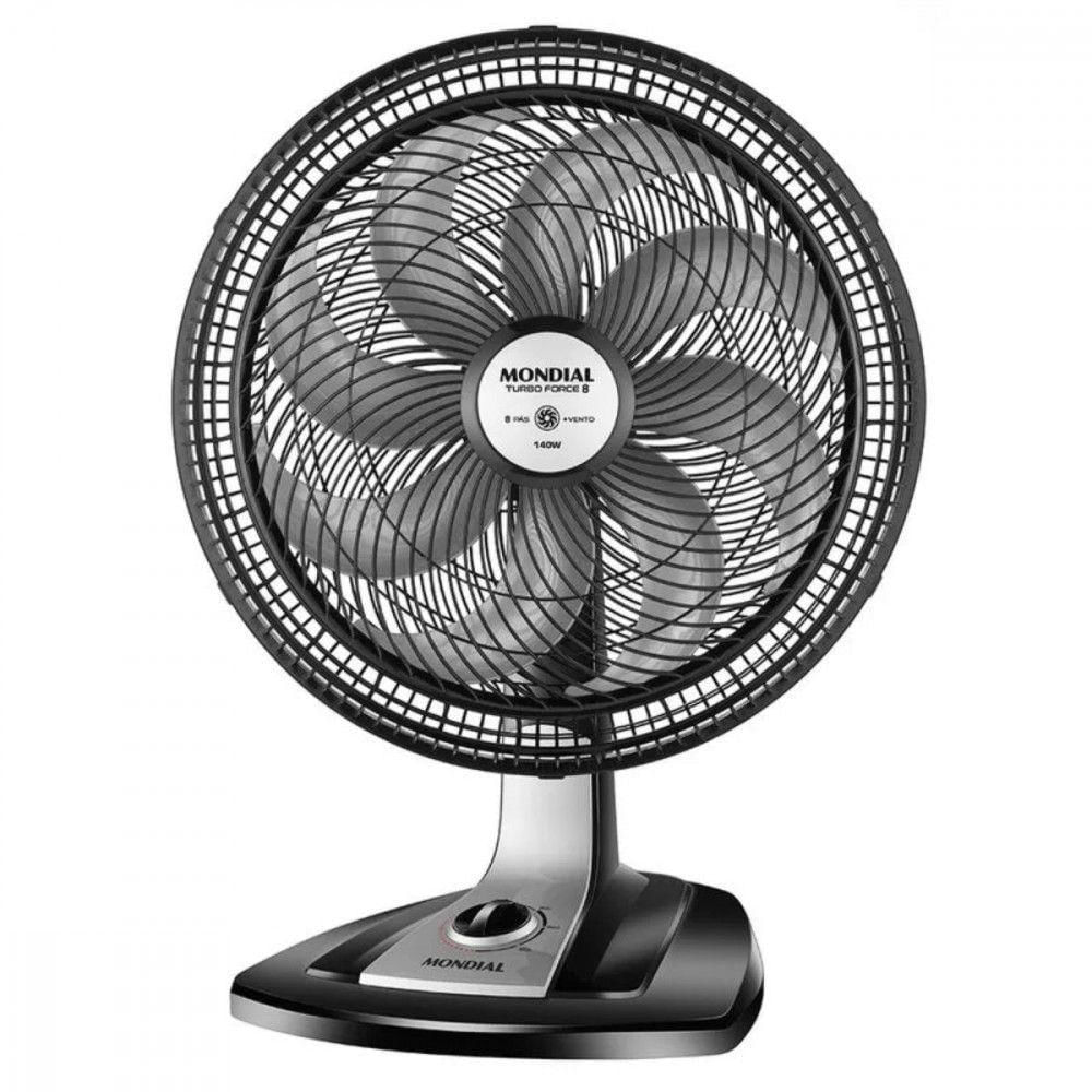 Ventilador De Mesa Mondial 40cm Turbo 8 Pás 3 Velocidades Preto Com Prata 220V