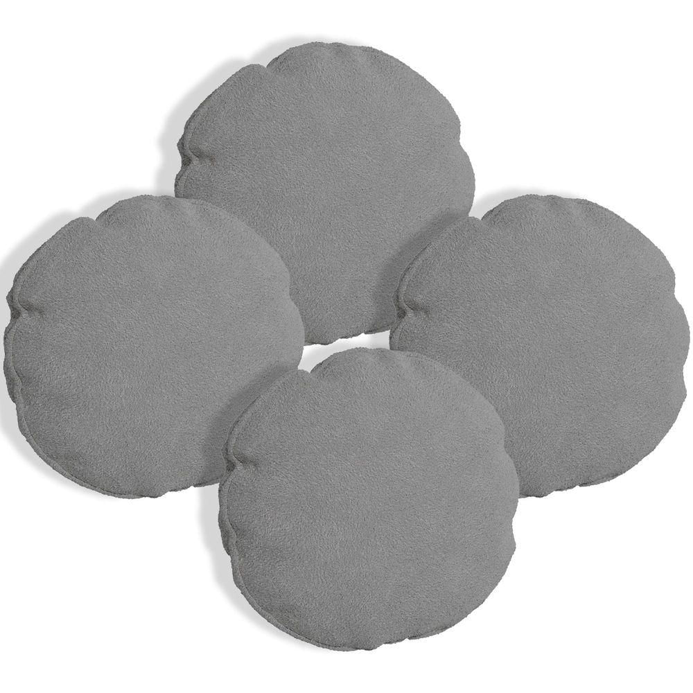 Kit 4 Almofadas Bolacha Redonda Cookie Veludo - 7 Decor Cinza Escuro