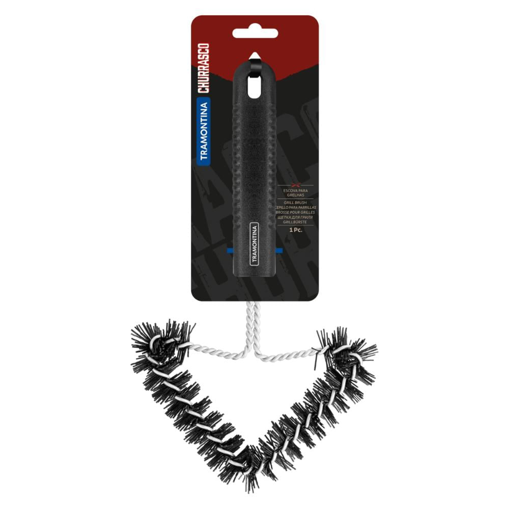 Escova para Grelha Tramontina Churrasco com Estrutura de Aço Inox com Cerdas de Nylon e Cabo de Polipropileno