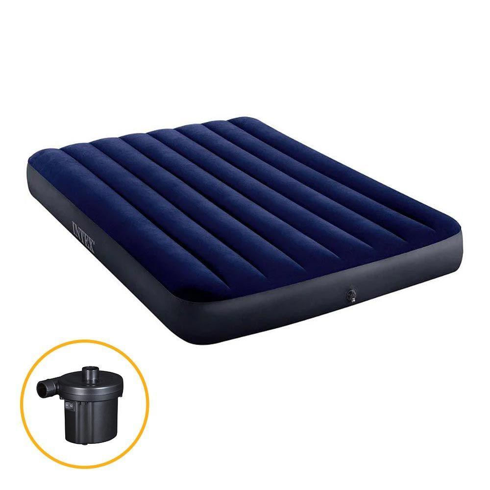Colchão Inflável Casal Dura Beam Downy + Bomba Elétrica 220v Intex