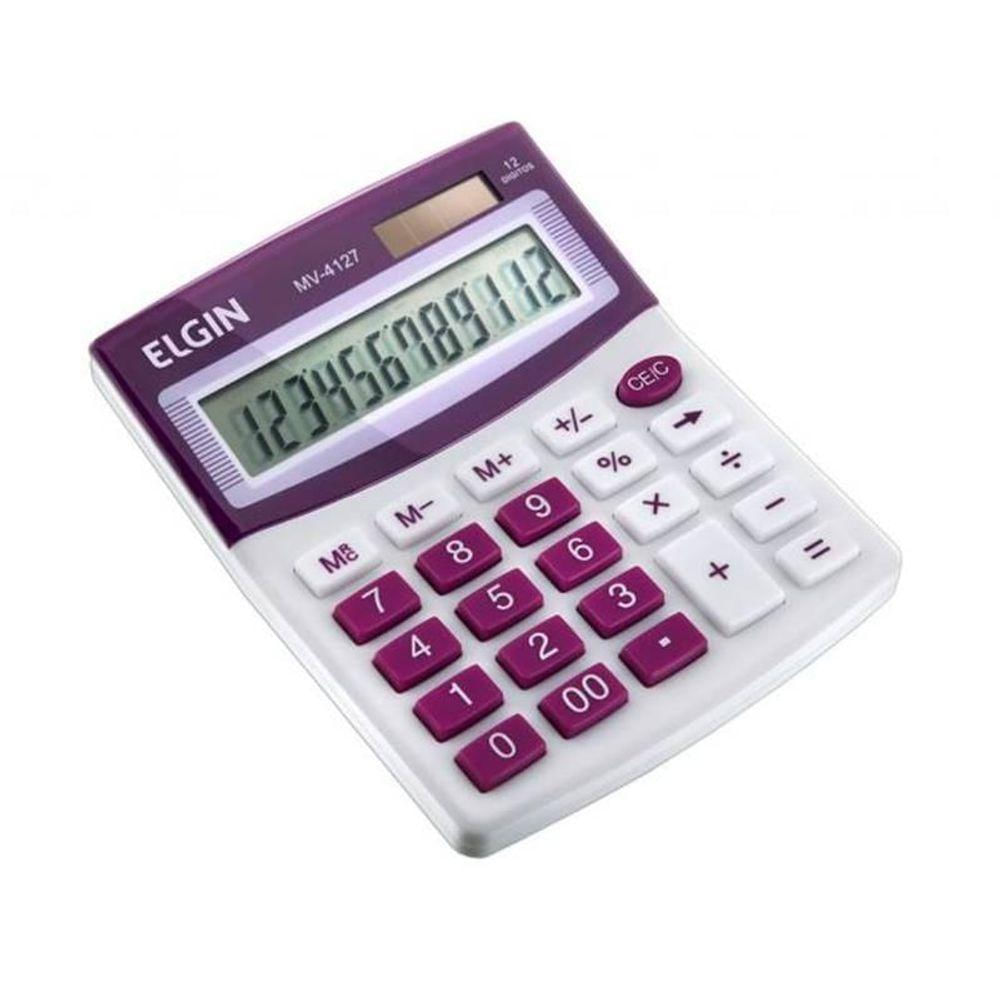 Calculadora Mesa Visor 12 Dig. - Roxa Mv4127 Elgin