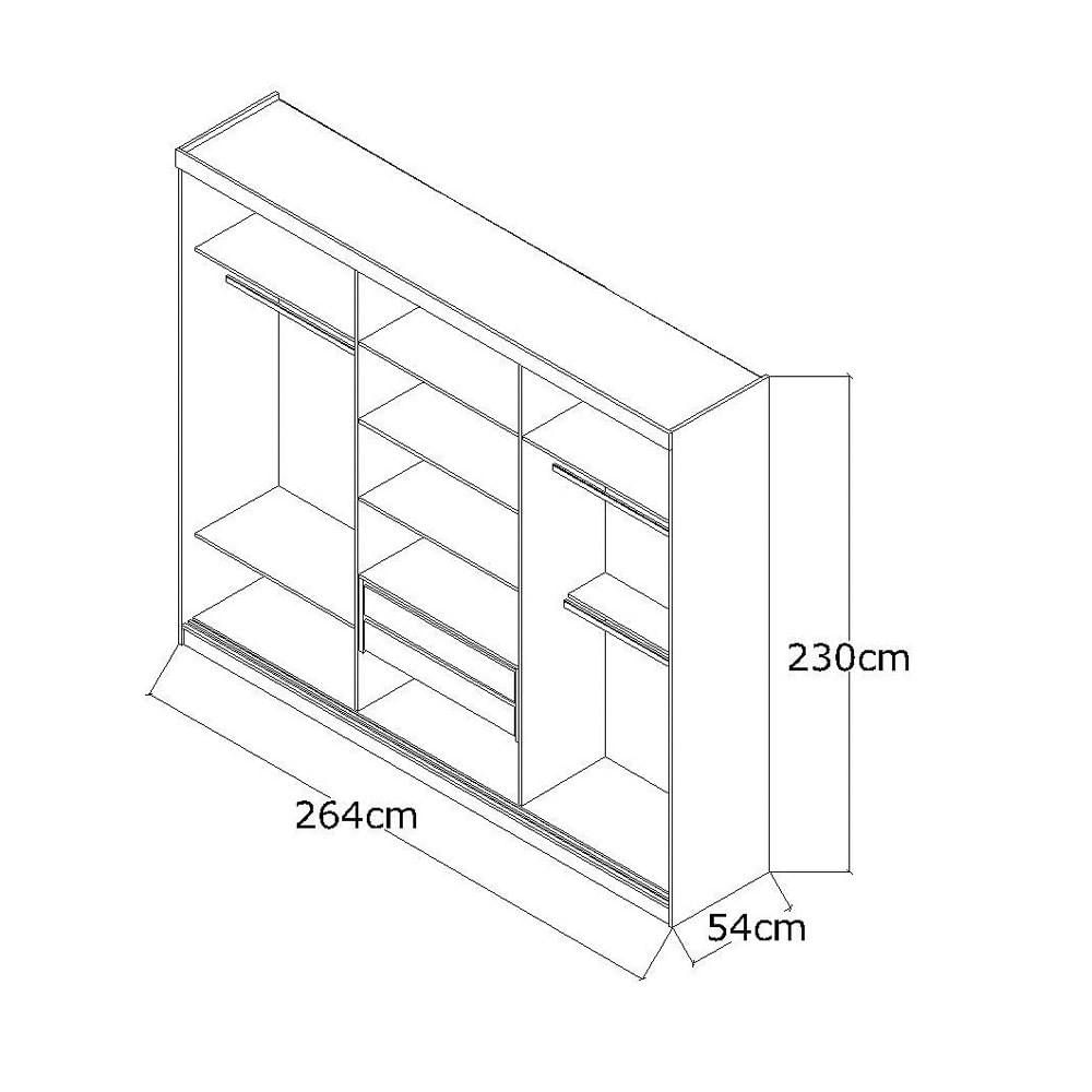 Guarda Roupa Casal 3 Portas de Correr 264cm Winter F04 Branco - Mpozenato