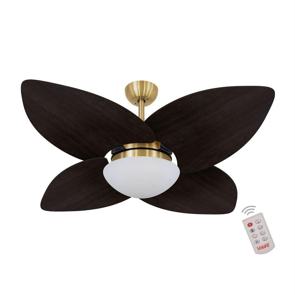 Ventilador De Teto Dourado 4 Pás Tabaco 127V C/ Controle
