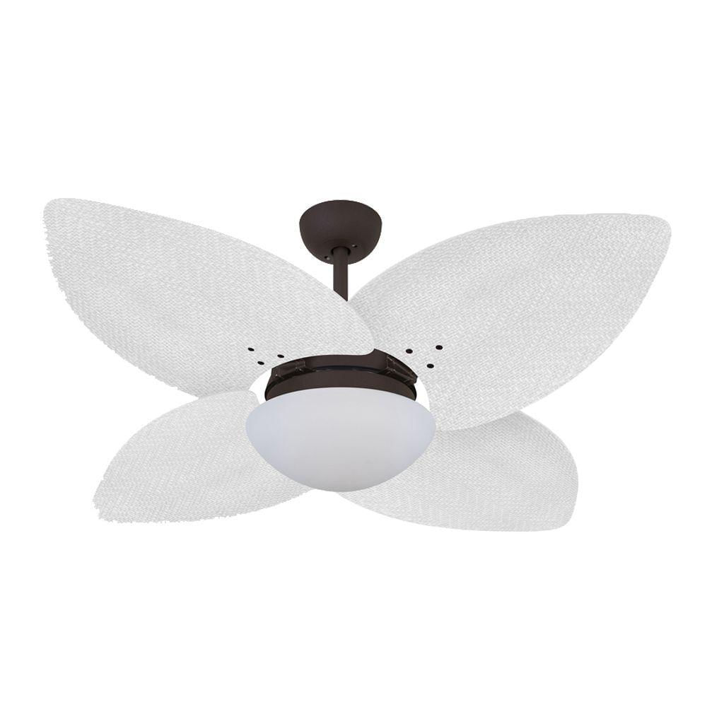Ventilador De Teto Marrom Texturizado 4 Pés Branco 220V