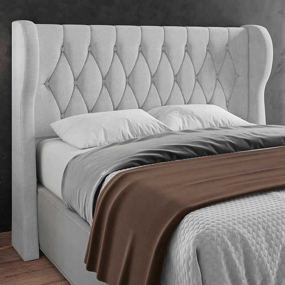 Cabeceira Casal Cama Box 140cm Malva I02 Bouclê Cinza - Mpozenato