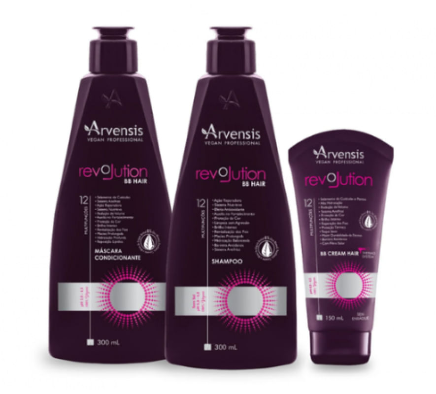 Kit Shampoo + Condicionador + Cream Bb Hair Revolution Arvensis