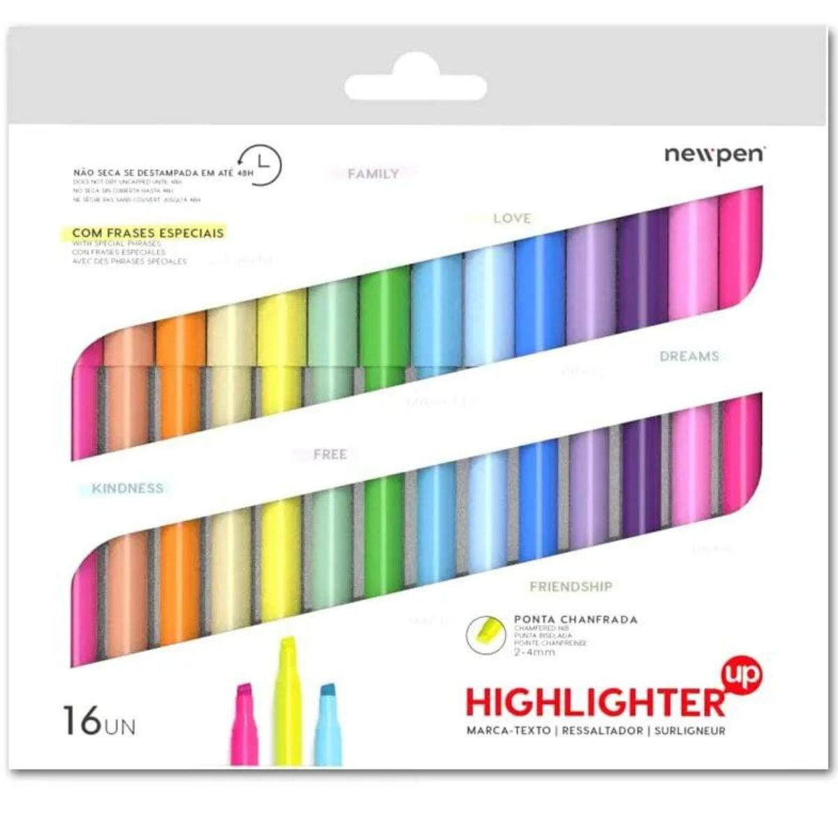 MARCA TEXTO HIGHLIGHTER UP 16 CORES FRASES ESPECIAIS  NEWPEN