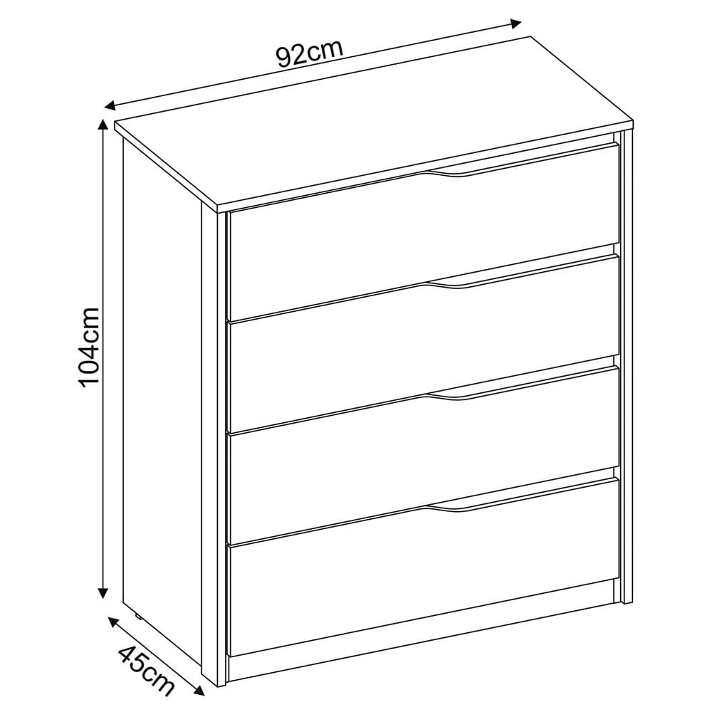 Cômoda Para Quarto 4 Gavetas Atria D02 Amendola/Grafito - Mpozenato