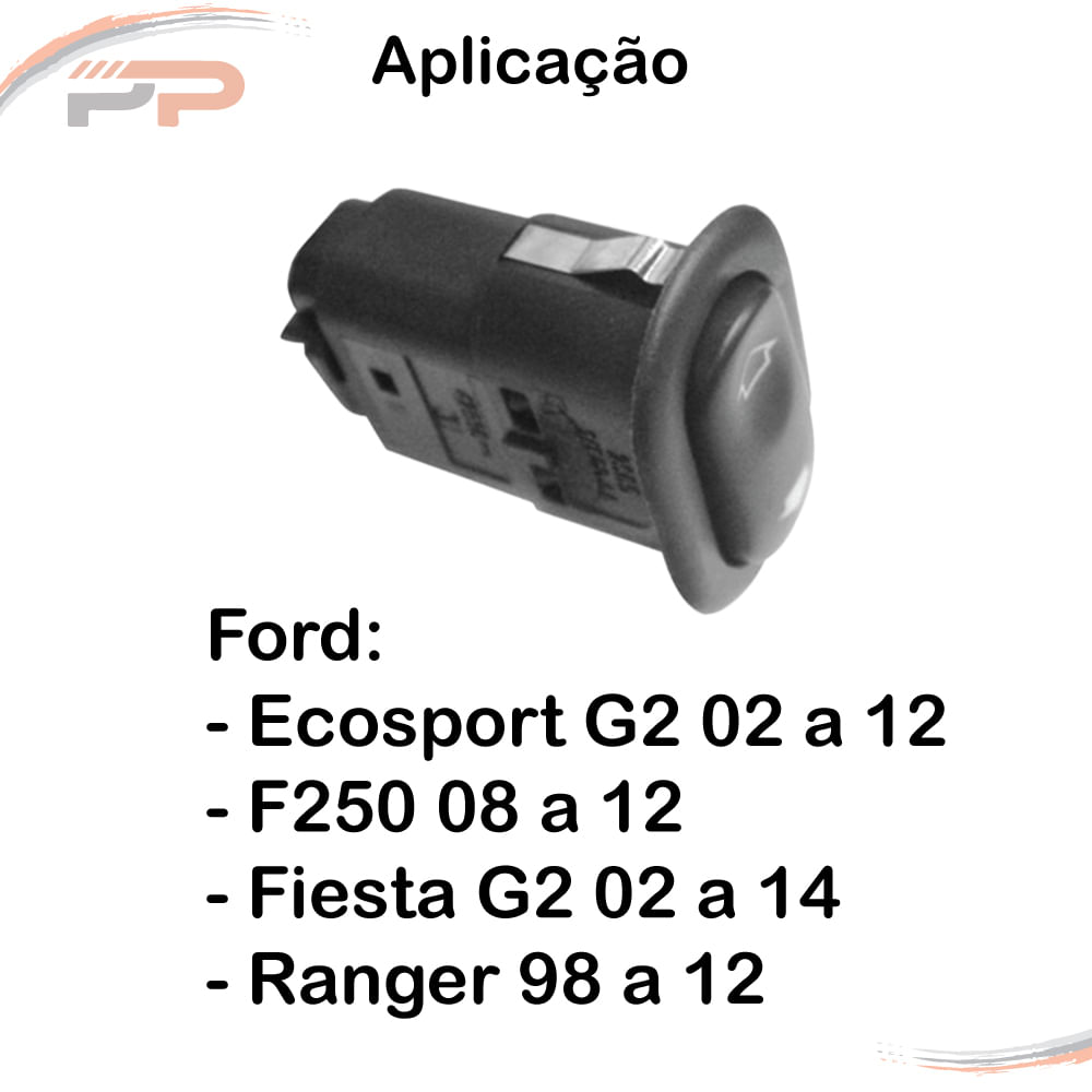 Tecla Acionadora Vidro Elétrico Simples Ecosport 02 A 12