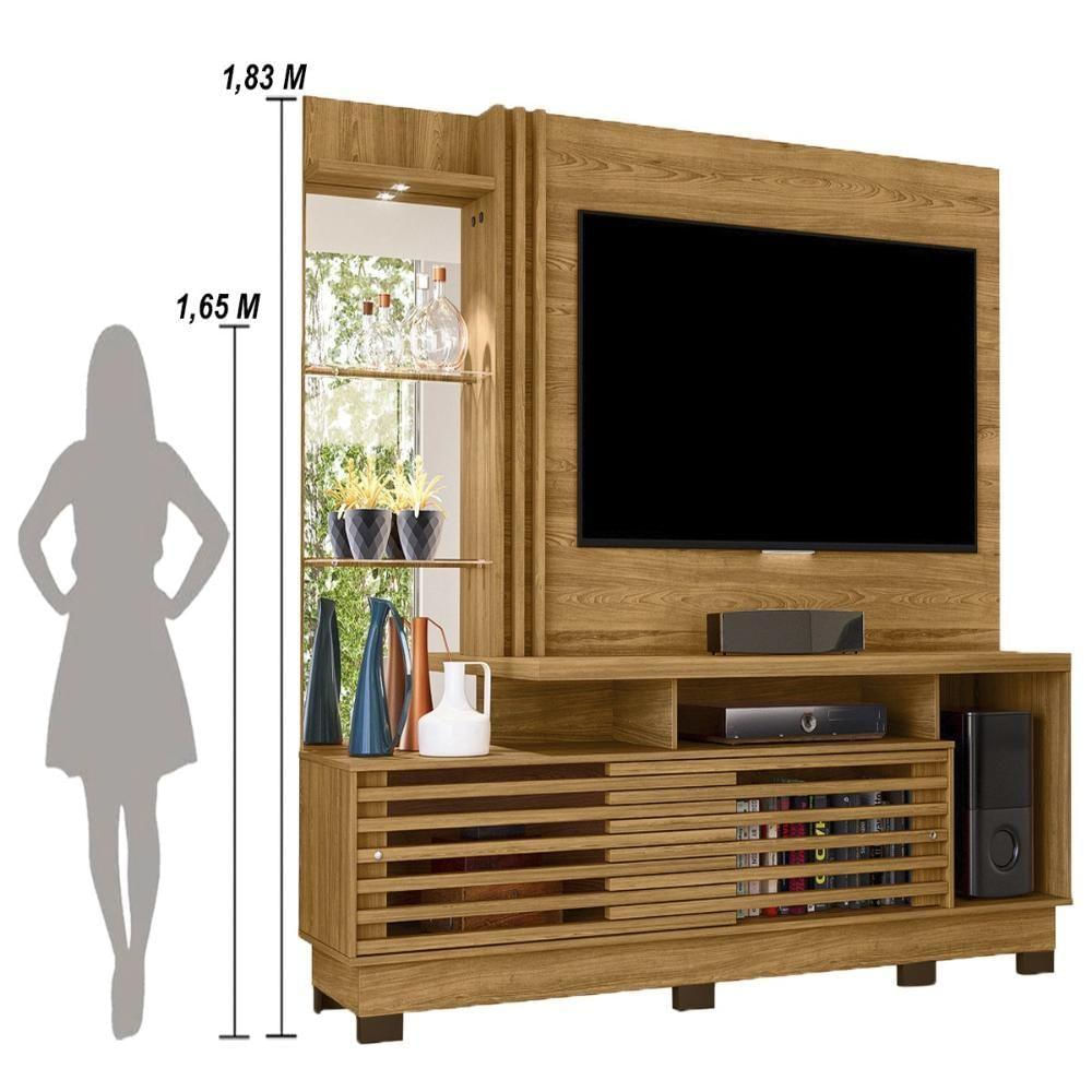 Estante Home Theater 2 Portas Com Espelho Led Frizz Plus - Cumaru