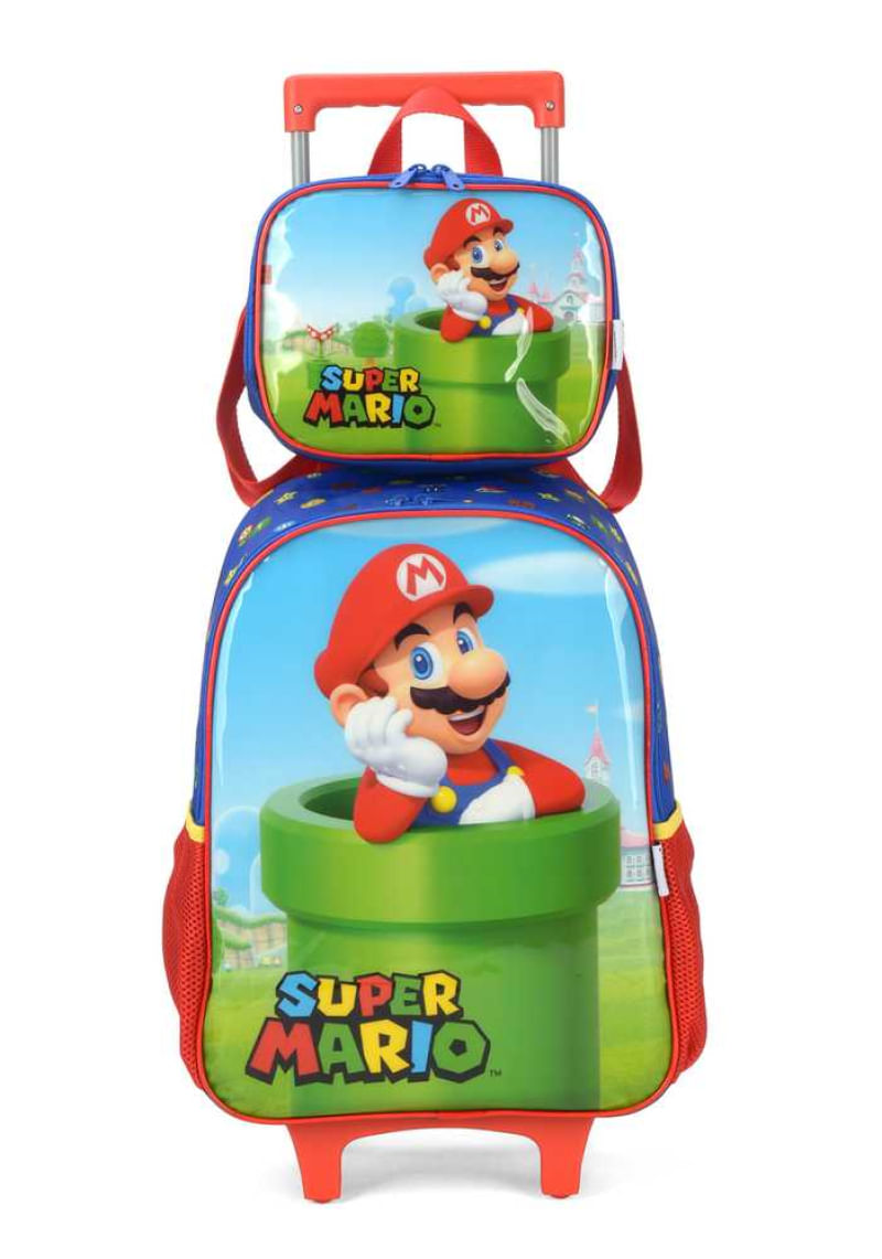 Kit Mochila Rodinha Lancheira Super Mario Bros Luxcel 39432