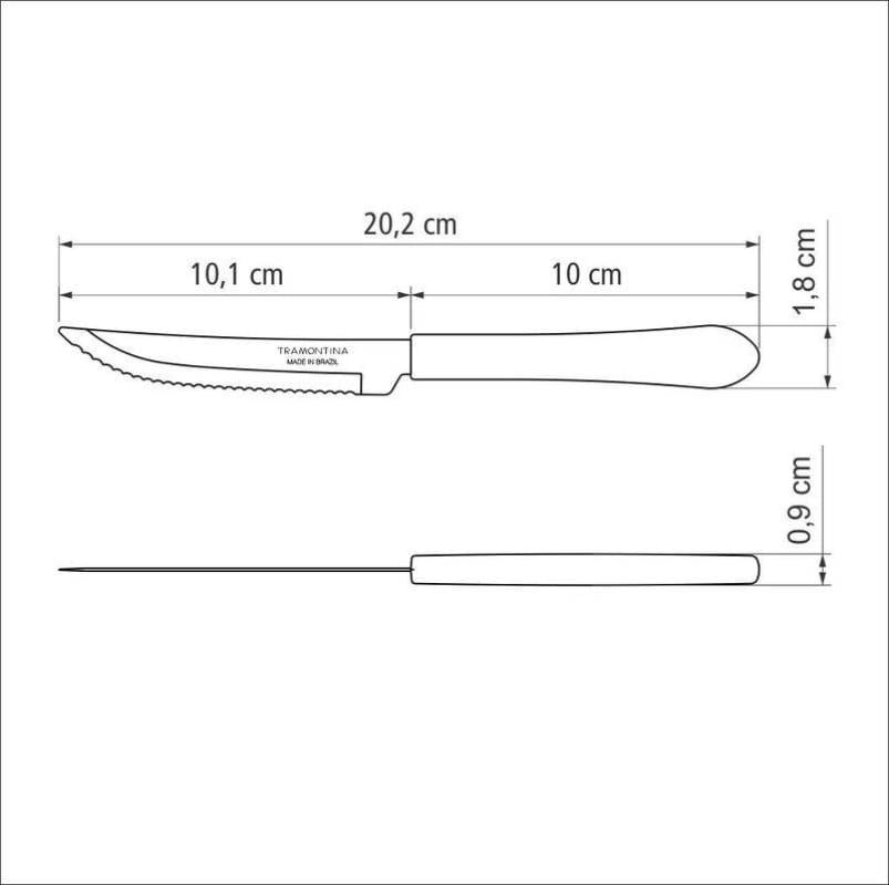 Faca Churrasco Inox 4" Leme Cinza Tramontina