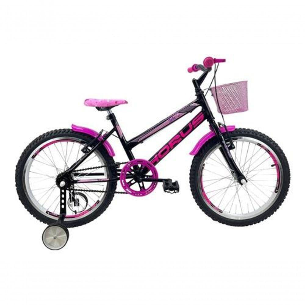 Bicicleta Infantil Aro 20 Feminina + Rodinha Lateral Preto
