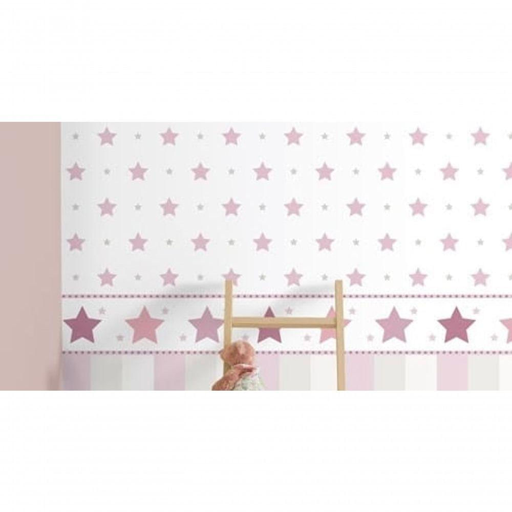 Faixa De Parede Treboli Estrelas Rosas 5942