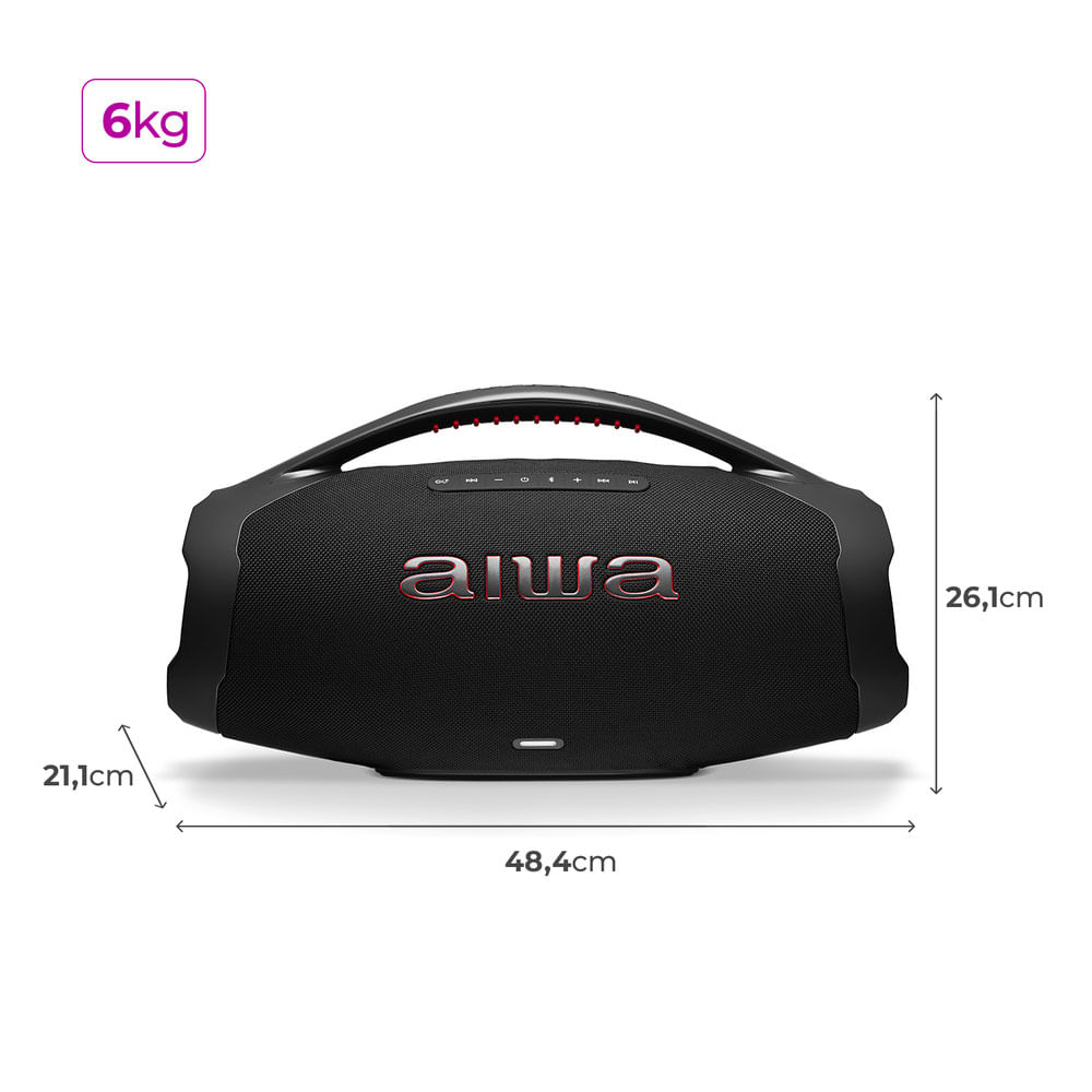 Caixa de Som Boombox Plus AIWA BBS-01-B 200W Bluetooth 30H IP66 USB Preto