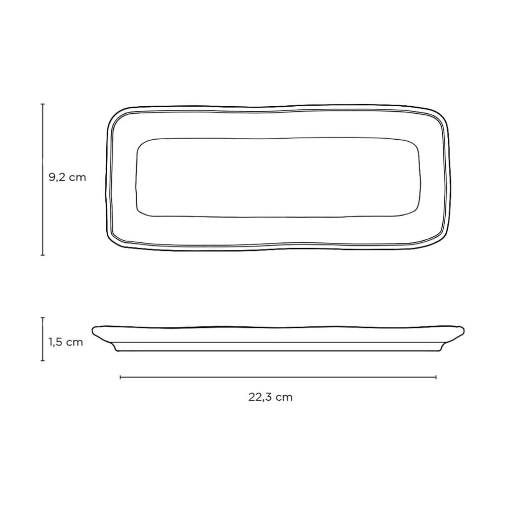 Kit 2 Travessas Cerâmica 22x9cm Orgânico Preto Matte Porto Brasil Sushi Bar