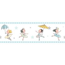 Faixa De Parede Treboli Azul Bailarinas 5921
