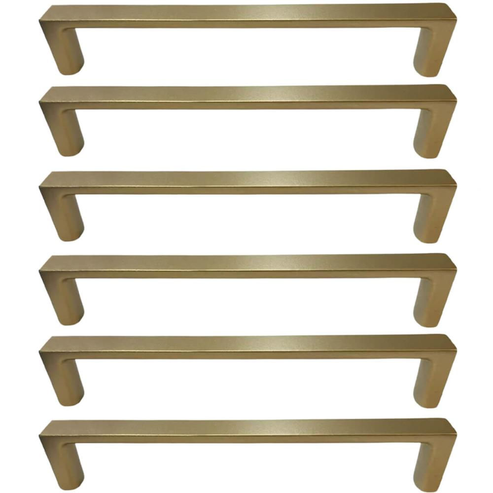 Encontraproduto.com.br - Kit 6 Puxadores Oeiras 13,5cm Dourado Fosco Torralba Gavetas Roupeiros Armários Cozinha