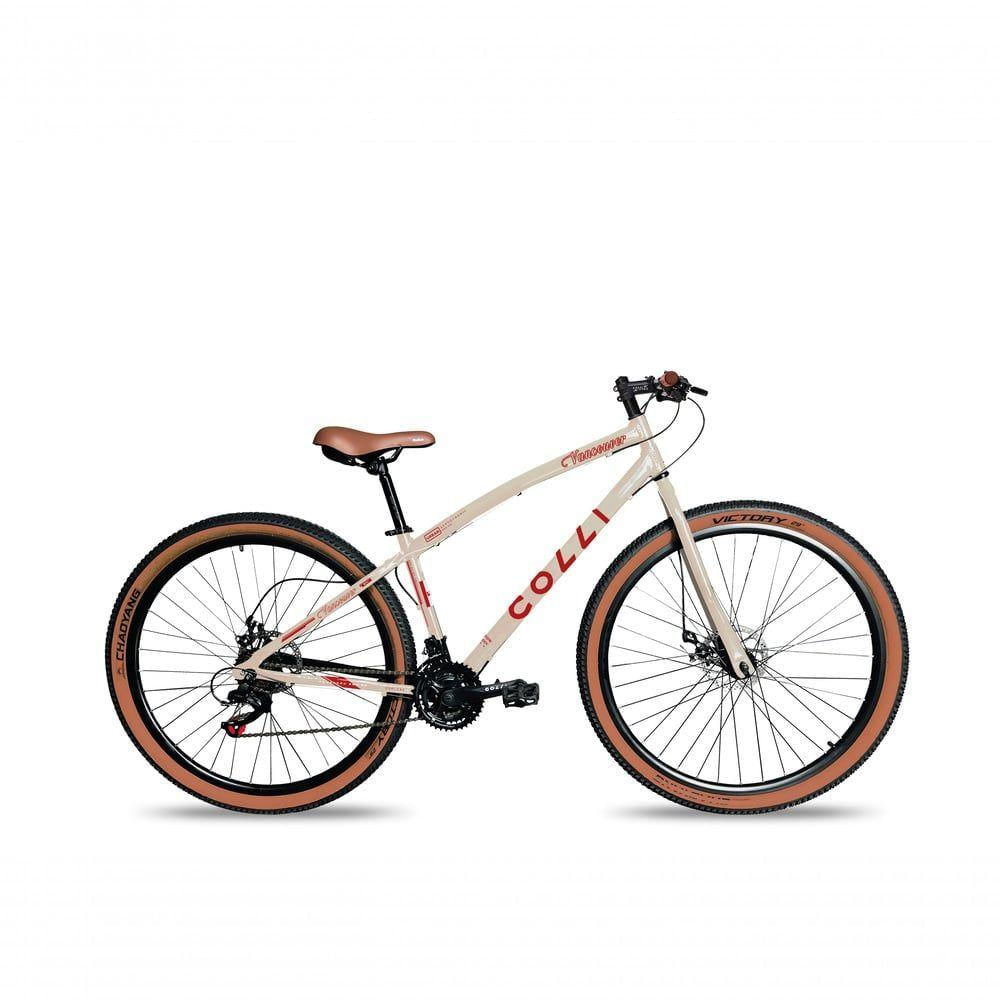 Bicicleta Aro 29 Vancouver 21 Marchas Freio A Disco Colli Bege Retrô