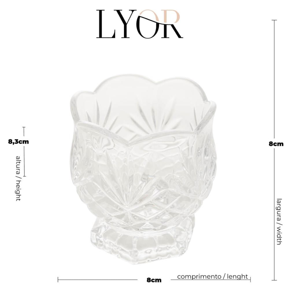 Kit 10 Porta Talheres 8x8cm Mini Organizador de Mesa Dublin Decorativo em Vidro Cristal Lyor