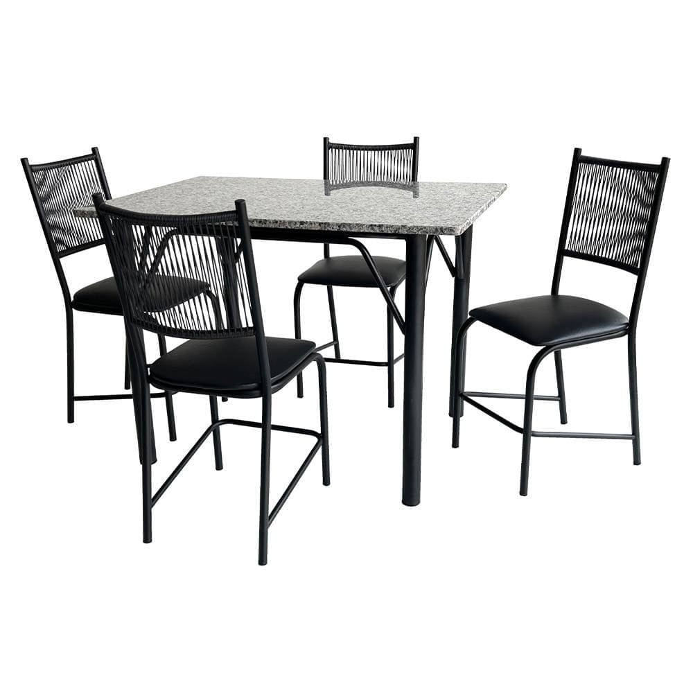 Mesa de Jantar Retangular Famais Cairo com 4 Cadeiras e Tampo em Granito