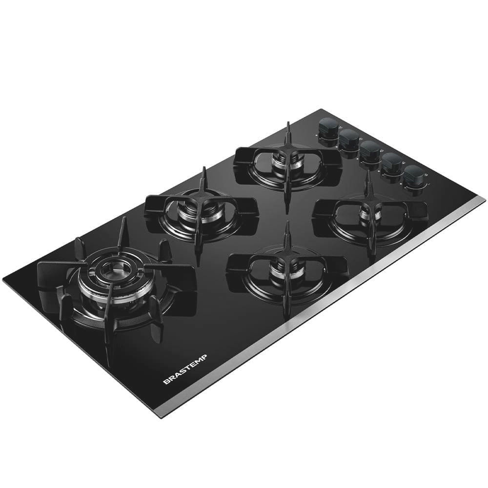 Cooktop a Gás 5 Bocas de Embutir Brastemp Eclipse Collection com Quadrichama BDD86AP Bivolt Preto
