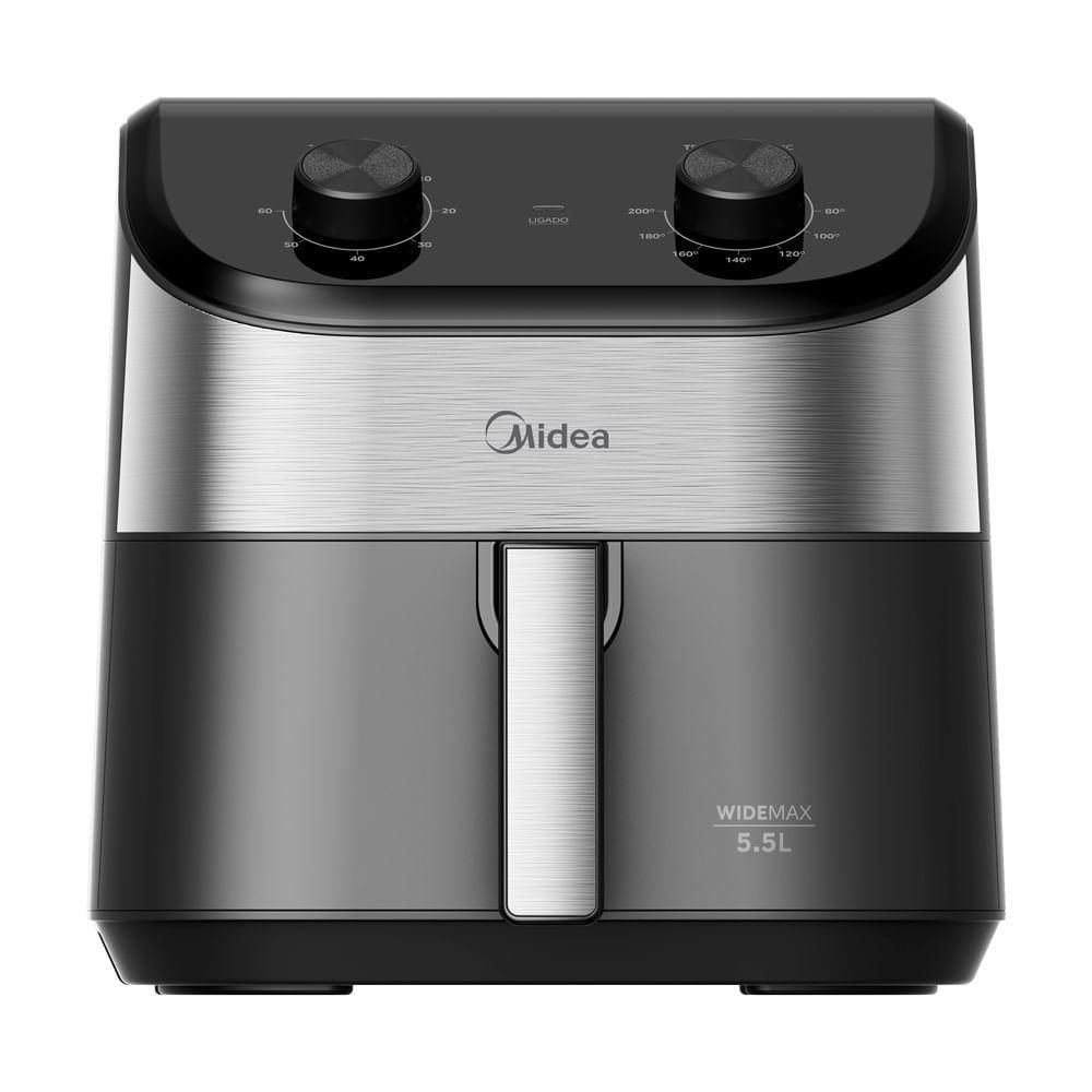 Fritadeira Air Fryer Midea Widemax Preto E Inox 5,5L 110V FWM55P1